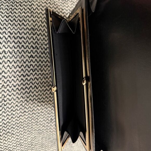 Japanese Silk & Leather Portfolio Clutch Wallet w/Kiss-lock Coin Pocket - Picture 3 of 10